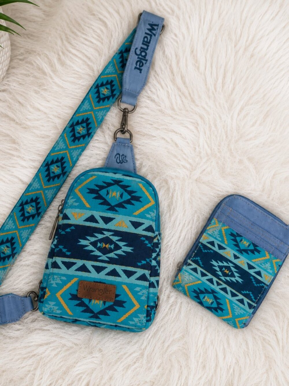 Wrangler Aztec Crossbody Sling Bag with Credit Card Holder